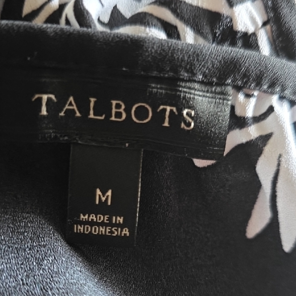 Talbots Black and White Relaxed Ruffled Blouse - Picture 3 of 3